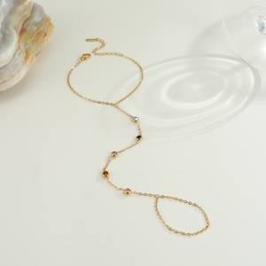 Fashionable and exquisite personalized inlay jewelry chain, simple and versatile zirconia finger bracelet wholesale. - Product Image 4