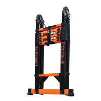 Échelle télescopique en A de 21,6 pieds, 16 marches, type A, robuste, capacité maximale de 330 lb, échelle extensible en acier au carbone pour toiture, orange