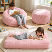 Canapé-lit convertible 3-en-1 en fausse fourrure, design pliable doux et moelleux, adapté aux enfants pour la lecture et la détente