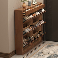 Meuble de rangement pour chaussures en bois massif ultra-fin, grande capacité, type incliné 17 cm, pour entrée et couloir