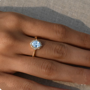 Anillo de Topacio Azul Natural de 18K, Anillo de Topacio Azul en Oro, Joyería de Moda con Topacio Azul Suizo - Product Image 4