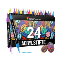 Ensemble de 24 stylos multimarqueurs en acrylique à double pointe imperméable avec pinceau à pointe fine pour diverses surfaces