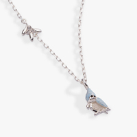 Collier pendentif oiseau touffeté en acier inoxydable plaqué or et argent, tendance océanique, exquis, pour femme, cadeau pierre de naissance de juillet