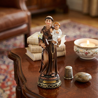 Statue en résine de Saint Antoine de Padoue tenant le bébé Jésus, figurine catholique peinte à la main, dévotion chrétienne pour autel, bureau, cadeaux pour la maison