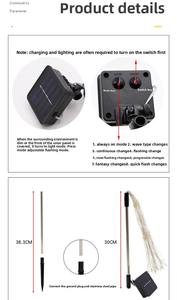 شريط إضاءة يعمل بالطاقة بتصميم الألعاب النارية بعدد 200 مصباح LED، بمعيار مقاومة الماء IP65، أضواء زينة خارجية بتقنية LED مع مؤشر تجسيد لوني عالٍ 90، مناسب لحفلات الكريسماس وحفلات الزفاف - Product Image 4