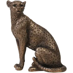 Reçine leopar heykel, yaratıcı sevimli hayvan el sanatları heykelcik masaüstü süs dekorasyon ev oturma odası dekorasyon için