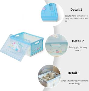 Kawaii Cartoon Hellokittys Kuromi PP Eco-Friendly Flexible Foldable Mini Desktop <b>Storage</b> <b>Box</b> Organizer 6-10L Capacity <b>Kitchen</b> - Product Image 4