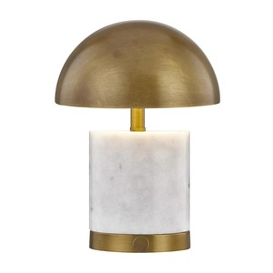 Brass & White Marble Sphere Modern Luxury <b>Table</b> Lamp | Elegant Lighting for Hotel Guest Room & Bedroom - Product Image 2