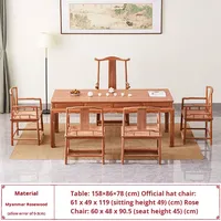 Table à thé rectangulaire en bois massif de bois de rose birman et de santal, nouveau style chinois, joint à tenon et mortaise, grand design violet pour fruits