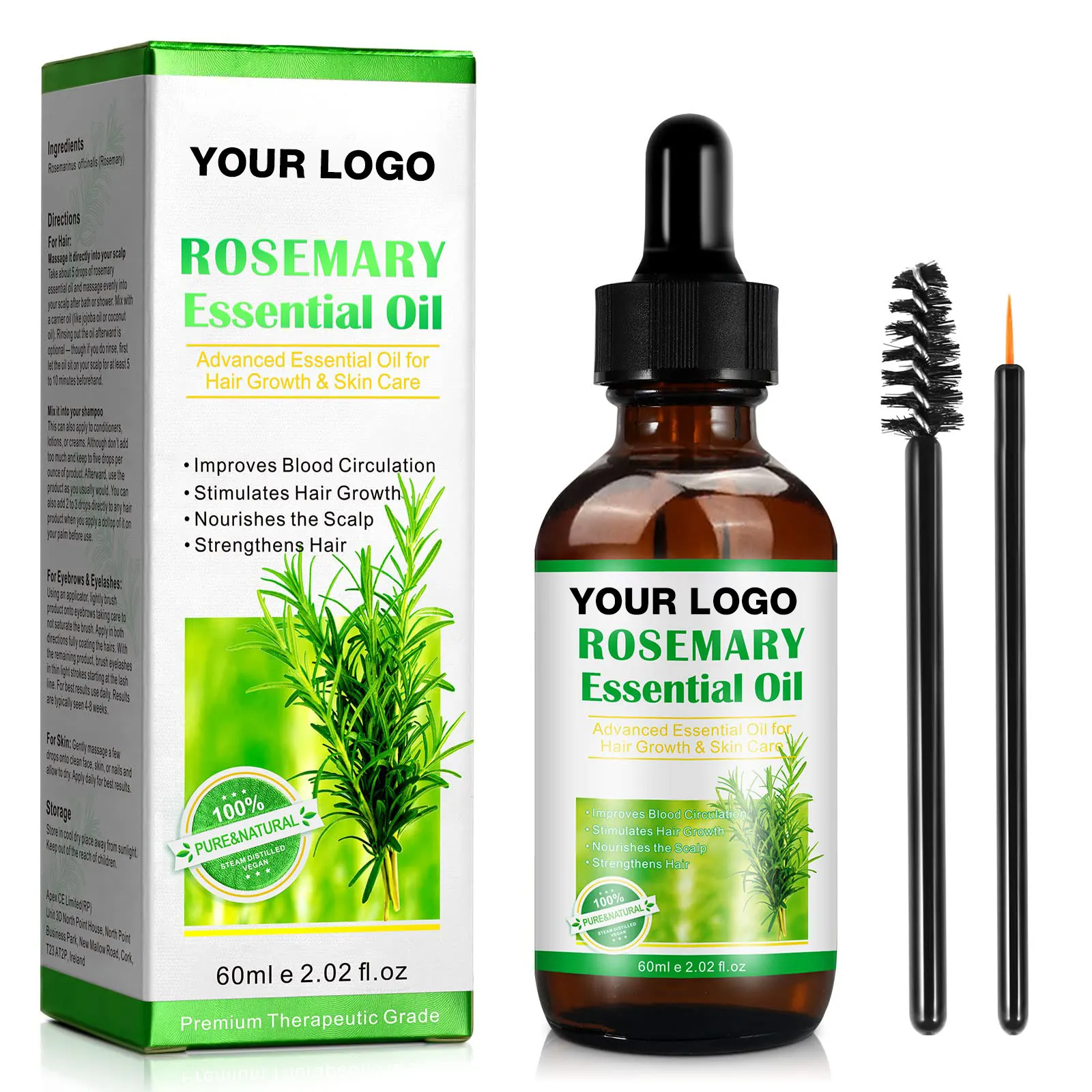 Factory Supply Großhandel Bio-Rosmarin ätherisches Öl für die Haarpflege, pflegen Kopfhaut Rosmarin öl für das Haar wachstum