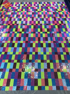 Óng ánh đầy màu sắc 3D <span class=keywords><strong>Sequins</strong></span> ren vải nhiều màu sáng bóng hình chữ nhật sequin trên lưới vải cho trang phục bên váy - Product Image 5