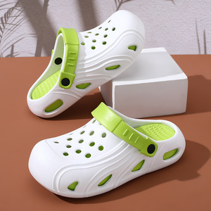 White Green <b>Clogs</b> With Thick Sole Non Slip Breathable Outdoor Sandals For Men Women Summer Wear - Product Image 1