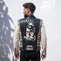 Veste en similicuir OEM pour homme, style High Street, avec imprimé léopard personnalisé, design Letterman, en cuir PU, style motard