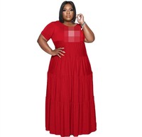 L-5XL 2023 grande taille été femmes manches courtes dames designer nom marque maxi robe plissée