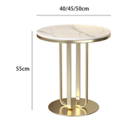 Table basse ronde de luxe légère avec cadre en métal et plateau en ardoise - Design moderne pour salon et chambre à coucher, utilisation en petit appartement