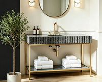 Pieds de meubles de luxe personnalisés en or, base de table en laiton satiné, cadre en métal doré poli pour comptoir en marbre noir Marquina, Mueble