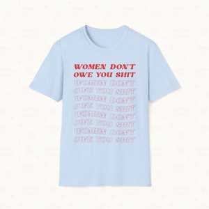 Camiseta feminista para mujer, camiseta Don't Owe You Shit, 100% algodón, cuello redondo, corte regular, estilo informal, para todas las estaciones - Product Image 1