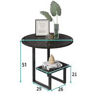 YQ FOREVER Table d'appoint en bois à bout rond avec Texture de marbre noir