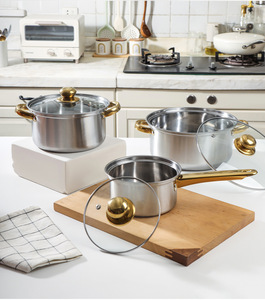 Juego de utensilios de cocina de diseño clásico de acero inoxidable de 12 piezas tapas de vidrio <span class=keywords><strong>estufa</strong></span> de <span class=keywords><strong>Gas</strong></span> Compatible incluye olla de leche olla de sopa sartén de Metal - Product Image 6