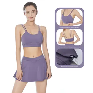 Soutien-gorge de sport Sensation nue en nylon de <span class=keywords><strong>belle</strong></span> conception de dos Collection de poitrine latérale antichoc froncée respirante et respectueuse de la peau pour - Product Image 2