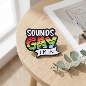 Épingles en émail personnalisées 'Sounds Gay <span class=keywords><strong>Im</strong></span> in', badges métalliques et broches 'Rainbow Love Pride' pour sacs à dos, chemises, revers, bijoux LGBT, vente en gros - Product Image 4