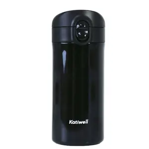 380 ml schwarze emaille edelstahl isolierte wasserflasche modernes design ein-druck-vakuumflasche trinkbecher für camping