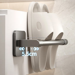 Organizador de Zapatos para Baño, Estante de Almacenamiento de Acero al Carbono Montado en la Pared, Sin Perforaciones, Toallero - Product Image 5