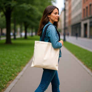 Borsa Tote Multiuso Ilan 34x42cm in Tela Ecru Policotone - Product Image 2