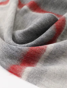 Écharpe longue respirante en mélange de laine et de cachemire à carreaux dégradés neutres pour l'automne, châle doux et chaud à carreaux avec bord à franges - Product Image 4