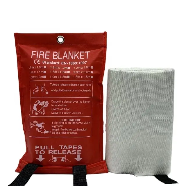 Emergency Protect Glass Fiber Anti Fire Heat Resistant Emergency Fire Blanket Roll For Fire Fighting 1m*1m PVC soft bag