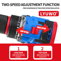Perceuse à percussion sans fil LYUWO 16,8 V 2,6 Ah, 21 réglages de couple, 2 vitesses avec lumière LED pour le bricolage à domicile