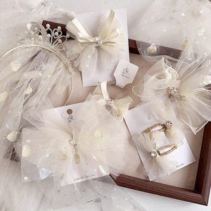 N9 nouvelle arrivée petit bébé filles tutu pince à cheveux enfant enfants solide beige couronne voile pour fête mariage accessoires - Product Image 4