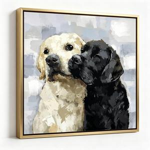 Tableau mural encadré <span class=keywords><strong>Labrador</strong></span> Retriever, portrait de chien jaune et noir, cadre doré mat, décoration moderne pour <span class=keywords><strong>appartement</strong></span> et condo - Product Image 2