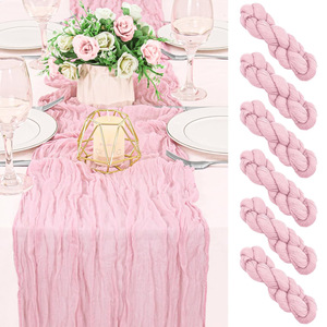 Chemin de table en <span class=keywords><strong>gaze</strong></span> de polyester rose Joho de 3 m pour fêtes, mariages, centres de table et décoration de table - Product Image 1