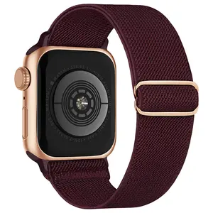 Tali jam tangan pintar nilon kain 2024 warna-warni untuk jam tangan Apple Series Ultra 9 8 7 6 5 tali jam elastis