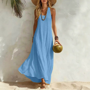 Robe longue ample anti-rides <span class=keywords><strong>taille</strong></span> haute pour <span class=keywords><strong>femme</strong></span>, collection été 2026, prix usine, vente en gros OEM ODM personnalisée - Product Image 4