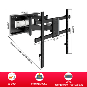 Support mural pour téléviseur en acier à mouvement complet pour écrans de 50 à 100 pouces, inclinable, pivotant, <span class=keywords><strong>bras</strong></span> articulés, VESA 700x600 mm D6 - Product Image 6