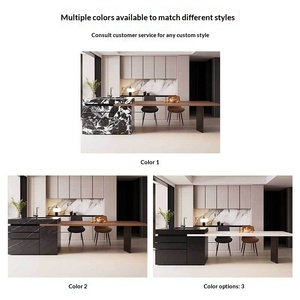 Table à manger télescopique extensible moderne, simple et luxueuse, avec comptoir en ardoise intégré, comptoir de bar Napoléon - Product Image 5