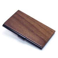Casing Kartu Kayu Kenari Bisnis Wadah Kartu Rosewood Sandalwood Kotak Kartu Cherry Maple Penyimpanan Dompet Pemegang Kartu Kayu Bambu