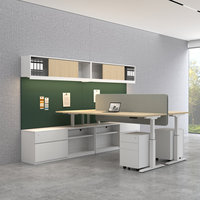 Poste de travail électrique moderne à double moteur avec rangement latéral et tiroir de classement mobile réglable en hauteur