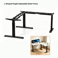 Cadre de bureau électrique ergonomique haute performance à 3 segments en forme de L, réglable en hauteur, pour bureau d'angle à domicile ou assemblage de bureau.