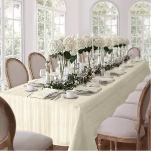 Skymoving New Custom Stripe Weave Table Cloth Polyester Jacquard Tablecloths For Decoration Tables Home Textiles