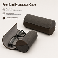 Étui à lunettes rond en cuir PU de luxe, personnalisé, fait main, double étui pour lunettes de vue et de soleil