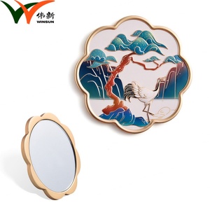 Fashion Flower Shape Vantage Single <b>Mirror</b> Soft Enamel Metal <b>Handheld</b> <b>Mirror</b> - Product Image 4