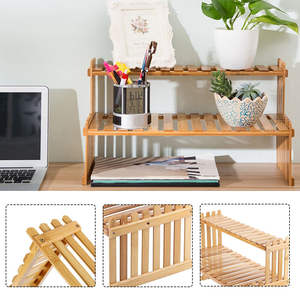 بيع بالجملة 2-الطبقة الدائمة نوع خشبي حامل نبات الطاولة مزدوج الطبقة عصاري وعاء عرض الرف منظم لتخزين الزهور - Product Image 5