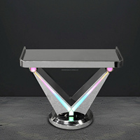 LiqVis - Mesa Móvil de Acero Inoxidable para Discoteca, con Espejo Abyss y Luces LED, para DJ, Fiestas, Clubes Nocturnos y Festivales de Música