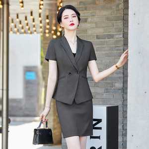 Women's Short Sleeve Professional Suit Set Polyester Breathable Summer Workwear For Office Hotel Jewelry Store Staff - Product Image 4