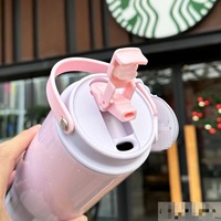 Botol Termos Stainless Steel dengan Warna Gradasi Berinsulasi Vakum; Botol Air Kapasitas Besar; Mug Mobil Portabel Ramah Perjalanan.