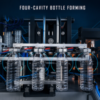 Machine de soufflage par étirage automatique à 4 cavités pour bouteilles d'eau et de boissons en PET, machine servo haute efficacité et stable