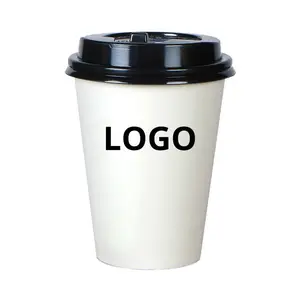 热卖双壁8盎司16盎司12盎司环保PLA定制印刷白色咖啡纸杯带标志